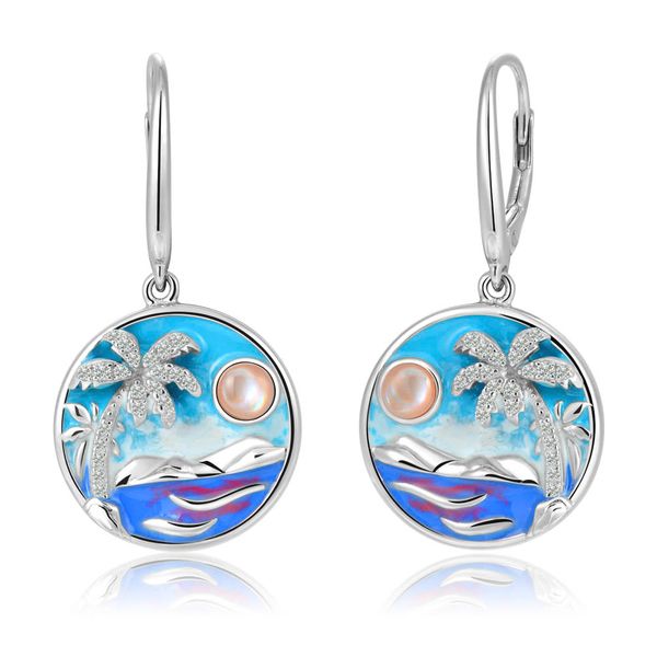 925 Sterling Silver Sunrise Earrings with Topaz and Enamel Charles Frederick Jewelers Chelmsford, MA