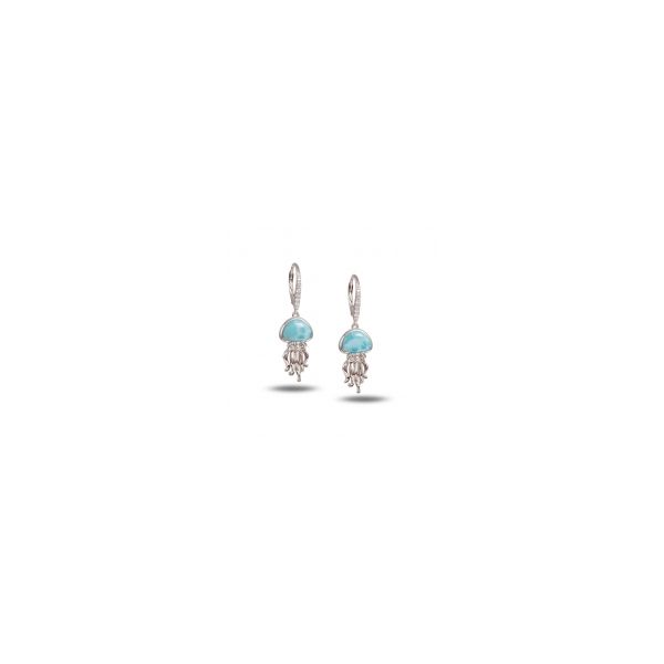 Sterling Silver Larimar Jelly Fish Dangle Earrings Charles Frederick Jewelers Chelmsford, MA