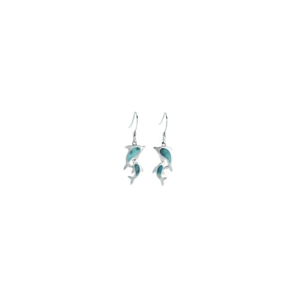 Larimar Double Dolphin Dangle Earrings Sterling Silver Charles Frederick Jewelers Chelmsford, MA