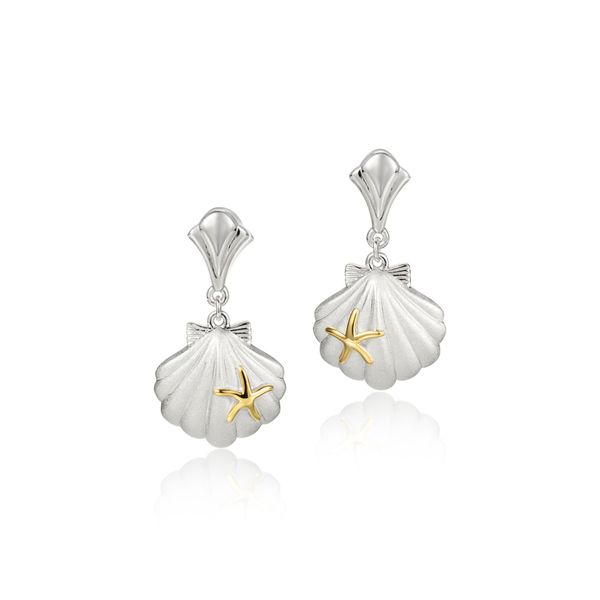Sterling Silver & 14K Gold / Shell Earrings. Charles Frederick Jewelers Chelmsford, MA