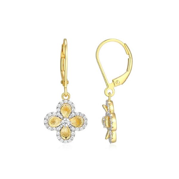 Sterling Silver With Gold Flower Earrings Charles Frederick Jewelers Chelmsford, MA