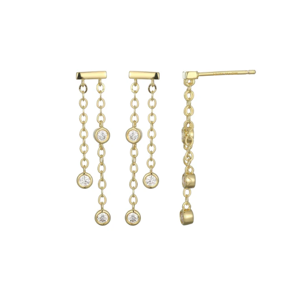 Sterling & Yellow Gold Plated Lab Grown Drop Earrings Charles Frederick Jewelers Chelmsford, MA