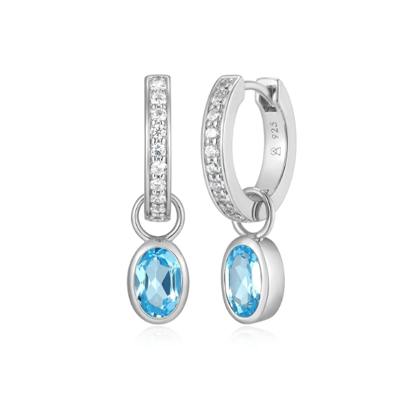 Sterling Lab Created Diamond and Topaz Hoops Charles Frederick Jewelers Chelmsford, MA