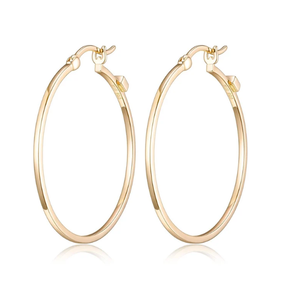 Sterling Silver Yellow Gold Plated 35Mm Hoop Earring Charles Frederick Jewelers Chelmsford, MA