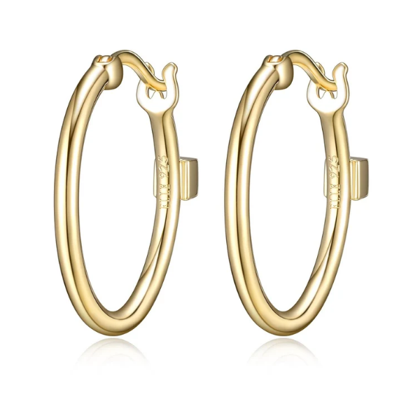 Sterling Silver Yellow Gold Plated 20Mm Hoop Earring Charles Frederick Jewelers Chelmsford, MA