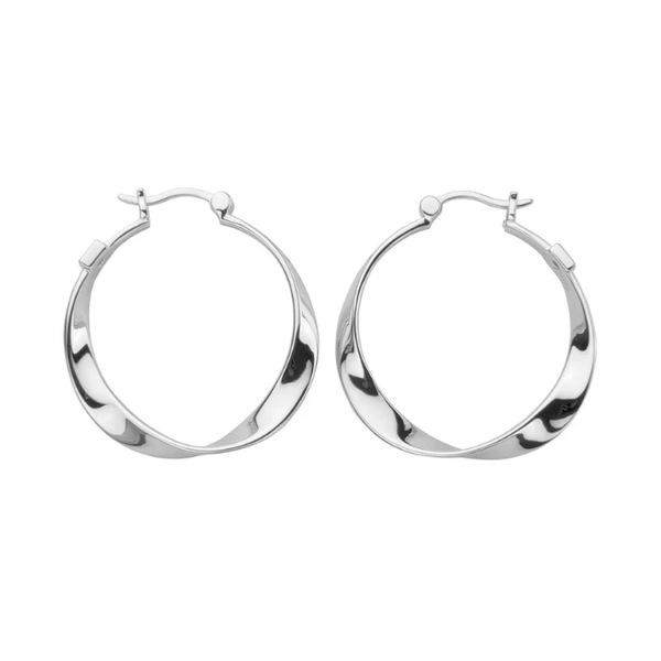 Sterling Silver Rhodium Plated 30Mm Hoop Earring Charles Frederick Jewelers Chelmsford, MA