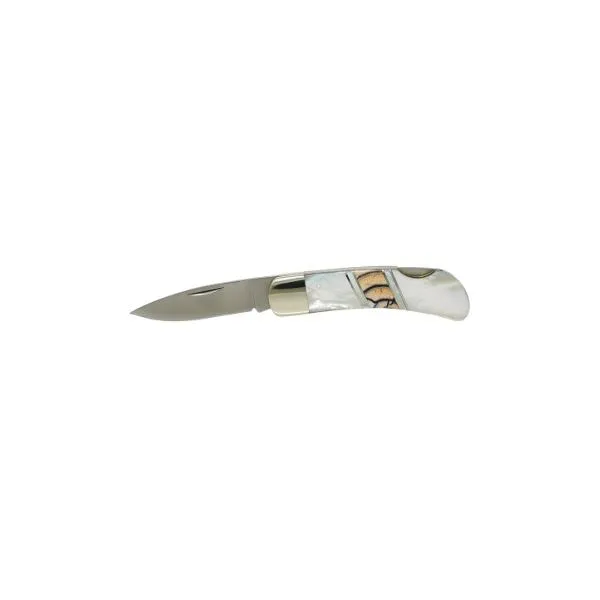 Stainless 3in Lock Back Knife Mammoth Tusk and Mother of Pearl Charles Frederick Jewelers Chelmsford, MA