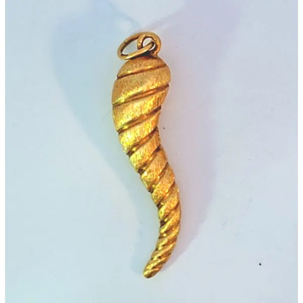 Estate- 14K Yellow Gold Twist Satin Finished Italian Horn 1.2 Grams Charles Frederick Jewelers Chelmsford, MA