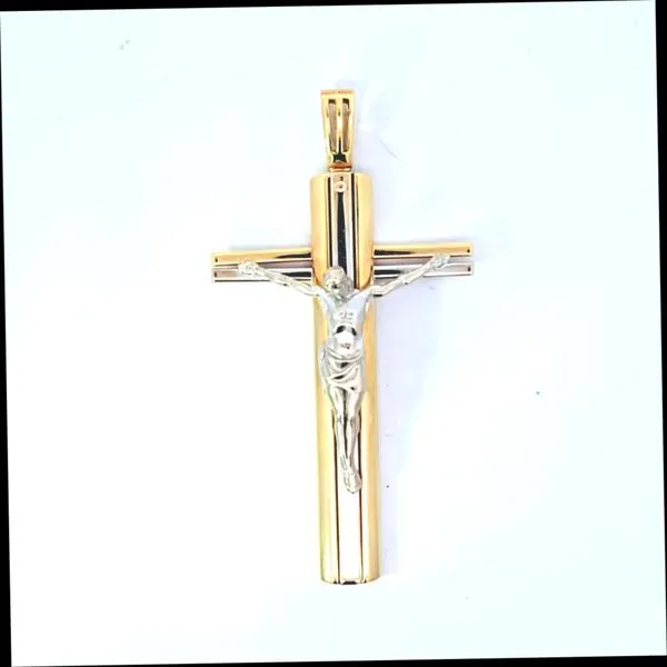 Estate-14K Yellow And White Gold Two Tone Mens Cross 2.75