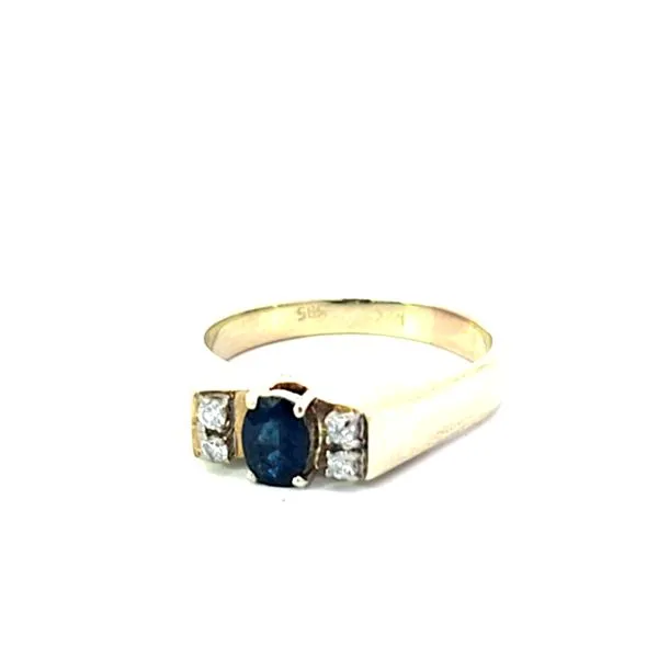 Estate- 14K Yellow Gold Diamond And Sapphire Ring Retail $995 Charles Frederick Jewelers Chelmsford, MA