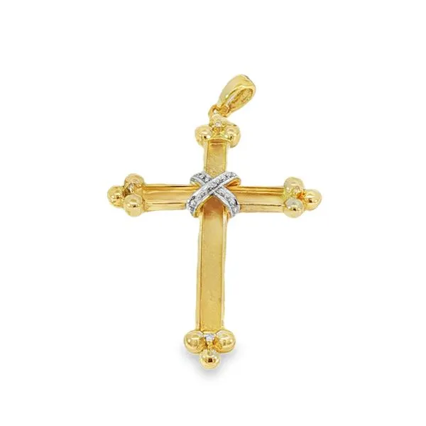 ESTATE - 14KY Large Cross with Bead X Charles Frederick Jewelers Chelmsford, MA