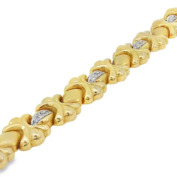 ESTATE - 14KY-7in Fancy Link Bracelet with 40d=1-1.5mm 20.1g Charles Frederick Jewelers Chelmsford, MA