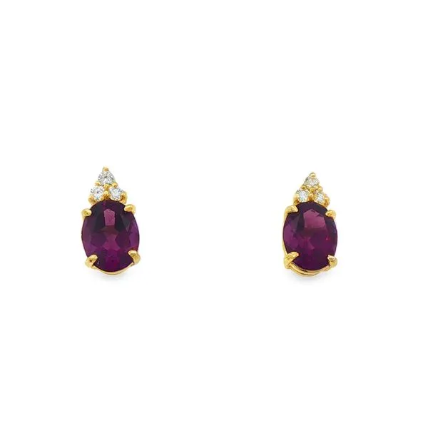 ESTATE - 14KY Oval 9x7mm Amethyst and Diamond Earrings-2.5g Charles Frederick Jewelers Chelmsford, MA