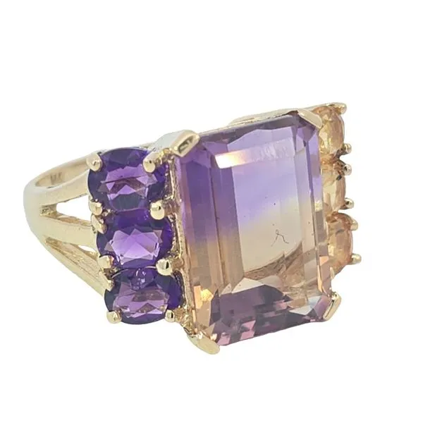 Estate 14K Yellow Gold Ametrine Ring With Amethyst And Citrine Accents Ring Size 7.25 Total Weight 6.5 Grams Image 2 Charles Frederick Jewelers Chelmsford, MA