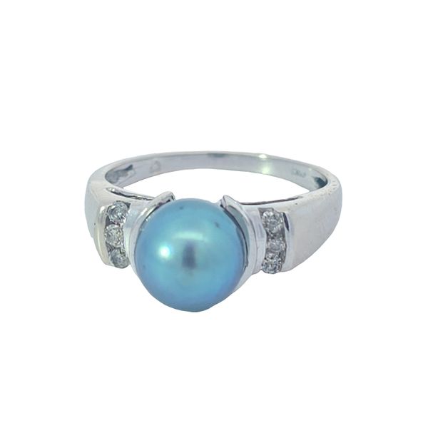 Estate 14K White Gold Dyed Fresh Water Pearl And Diamond Accents Ring Size 7 Total Weight Is 3.9 Grams Charles Frederick Jewelers Chelmsford, MA