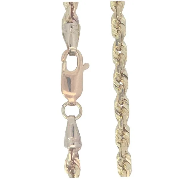 Estate 14K Yellow Gold Solid 3MM 20 Inch Diamond Cut Rope Chain Total Weight 15.6 Grams Charles Frederick Jewelers Chelmsford, MA