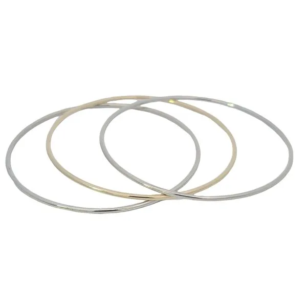 Estate Set Of 3 12K Yellow And White Gold Bangles, 2 White 1 Yellow. Total Weight 13.5 Grams Charles Frederick Jewelers Chelmsford, MA