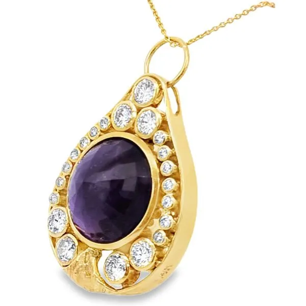 Estate 14kt Amethyst and Diamond Pendant Charles Frederick Jewelers Chelmsford, MA