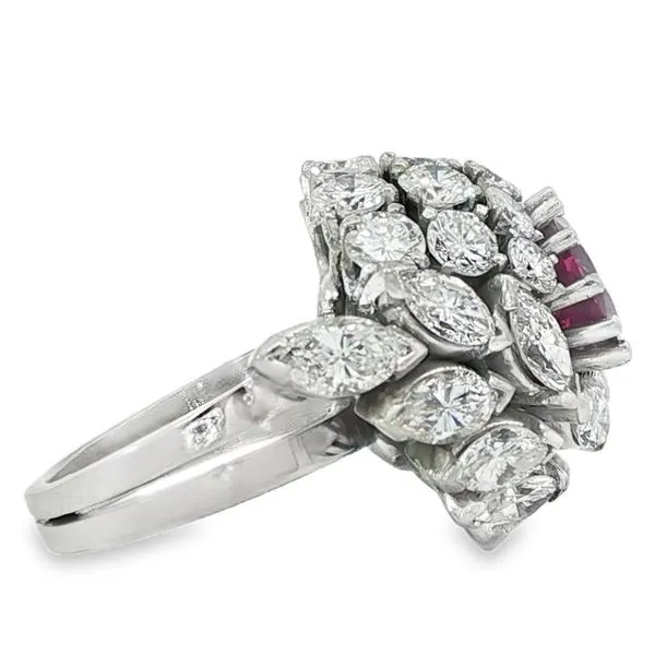 Estate Platinum Diamond and Rhodolite Ring Image 3 Charles Frederick Jewelers Chelmsford, MA