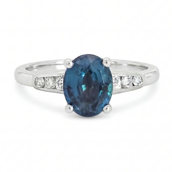 Estate London Blue Topaz and Diamond Ring Charles Frederick Jewelers Chelmsford, MA
