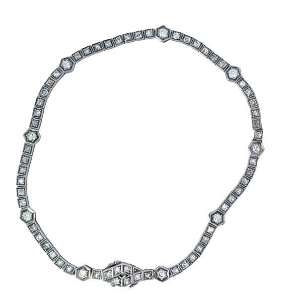 Estate 7 Inch Platinum Diamond Tennis Bracelet With .37Ctw Natural Diamonds Total Weight 8.15 Grams Charles Frederick Jewelers Chelmsford, MA