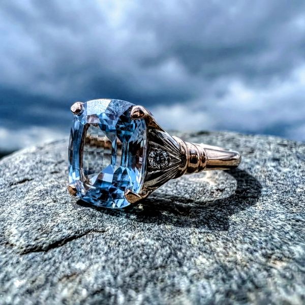 Estate 14ky/w Aquamarine and Diamond Ring Charles Frederick Jewelers Chelmsford, MA
