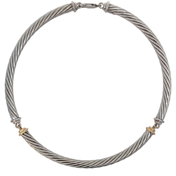 Sterling and 14ky Cable Collar Necklace Charles Frederick Jewelers Chelmsford, MA