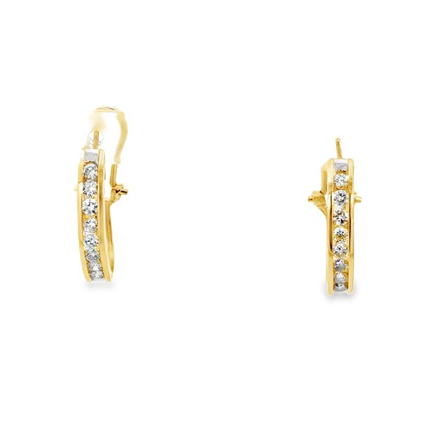 ESTATE - 14KY est 1.00ctw Diamond Hoop Earrings Charles Frederick Jewelers Chelmsford, MA