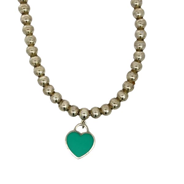 ESTATE - Return to Tiffany Sterling Silver 16in Ball Necklace with Heart Charm Charles Frederick Jewelers Chelmsford, MA
