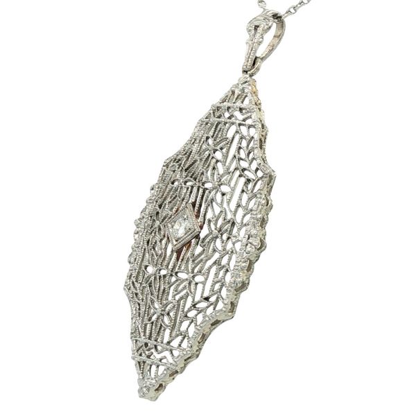 Estate Filigree Diamond Pendant Image 2 Charles Frederick Jewelers Chelmsford, MA