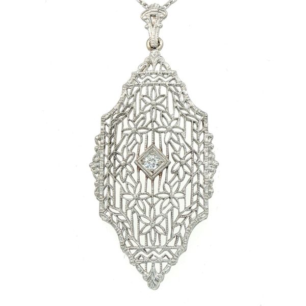 Estate Filigree Diamond Pendant Charles Frederick Jewelers Chelmsford, MA