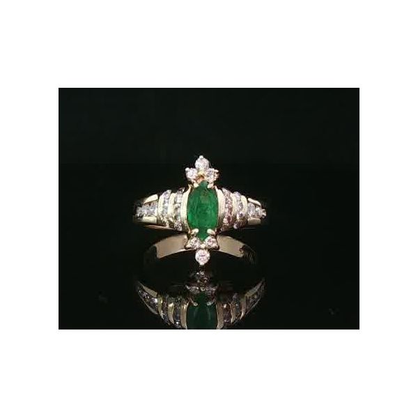 Estate 14ky Emerald and Diamond Ring Charles Frederick Jewelers Chelmsford, MA
