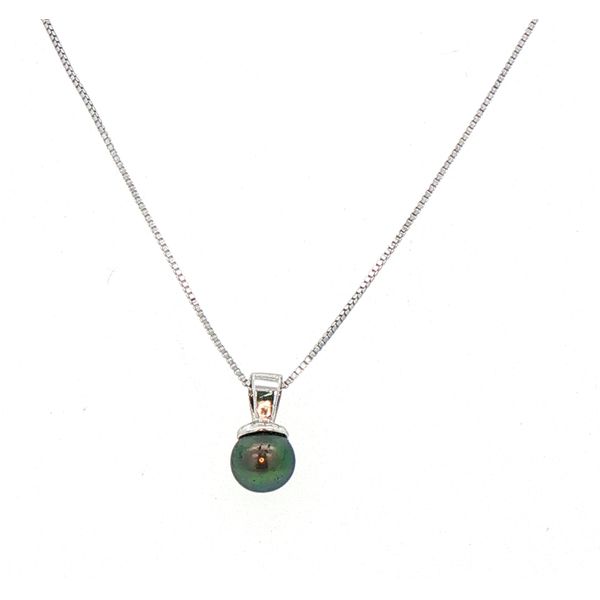 ESTATE - 14KW 18in Black Pearl Pendant 1.4g Charles Frederick Jewelers Chelmsford, MA