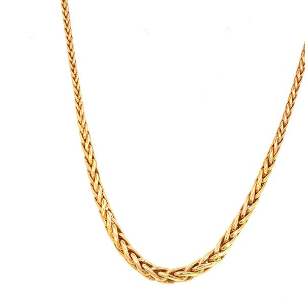 ESTATE - 14KY Graduated Hollow Wheat Chain 2.25mm-3.6mm 6.6grams Image 2 Charles Frederick Jewelers Chelmsford, MA