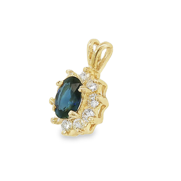 Estate 1.40ctw Sapphire and Diamond Pendant Image 2 Charles Frederick Jewelers Chelmsford, MA