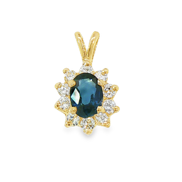 Estate 1.40ctw Sapphire and Diamond Pendant Charles Frederick Jewelers Chelmsford, MA