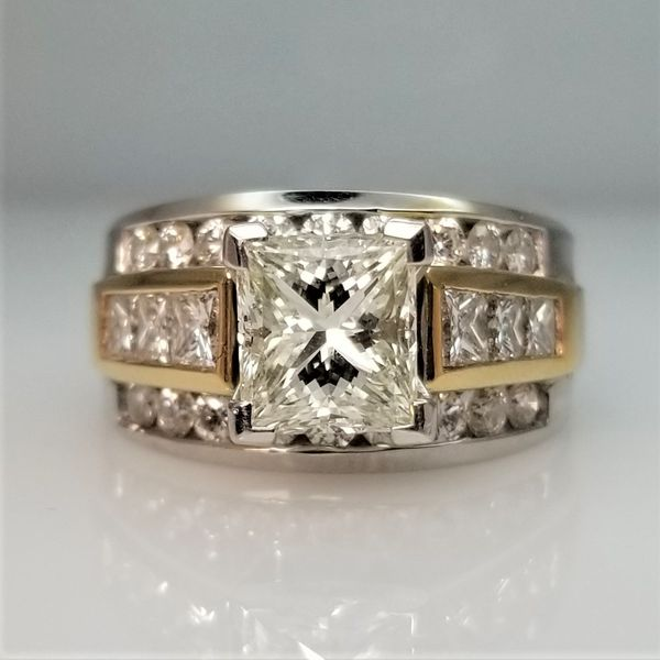 2.12ct Princess Diamond Engagement Ring with Princess and Round Diamonds in Two Tone 14K Gold Chipper's Jewelry Bonney Lake, WA
