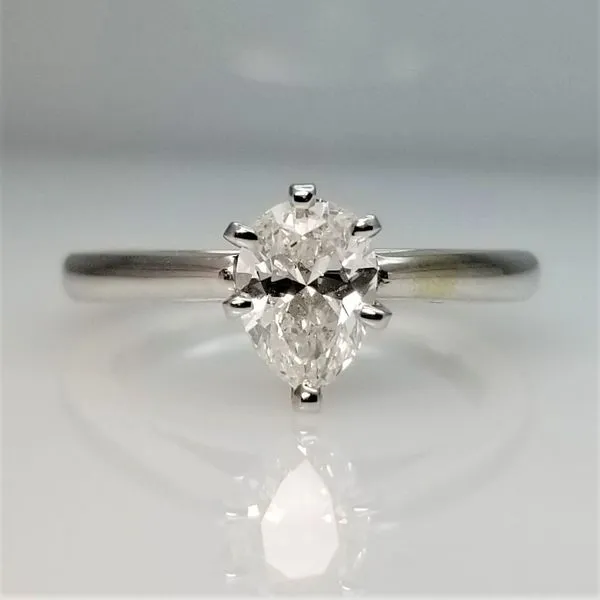 0.87ct Pear Diamond Cathedral Engagement Ring in 18K White Gold Chipper's Jewelry Bonney Lake, WA