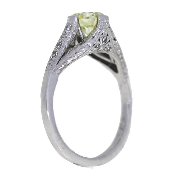 1.06ct Fancy Yellow Diamond Vintage Engagement Ring in Platinum Image 3 Chipper's Jewelry Bonney Lake, WA