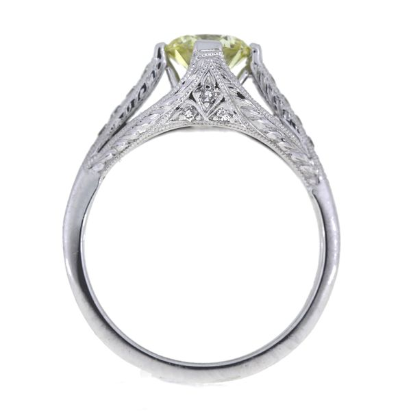 1.06ct Fancy Yellow Diamond Vintage Engagement Ring in Platinum Image 4 Chipper's Jewelry Bonney Lake, WA