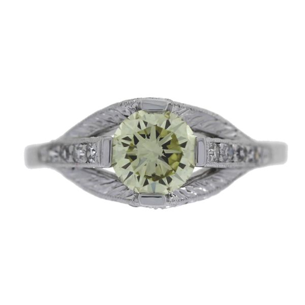 1.06ct Fancy Yellow Diamond Vintage Engagement Ring in Platinum Chipper's Jewelry Bonney Lake, WA