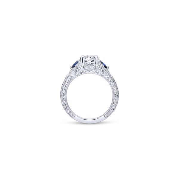 14K White Gold Diamond Engagement Ring with Sapphire Side Stones Image 2 Chipper's Jewelry Bonney Lake, WA