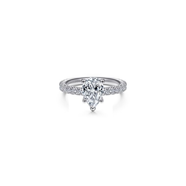14K White Gold Diamond Engagement Ring with Pear Shaped Center Chipper's Jewelry Bonney Lake, WA