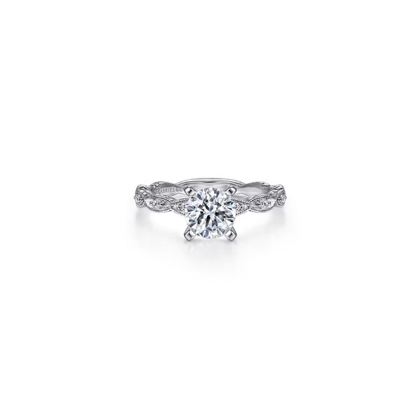 14K White Gold Diamond Engagement Ring with Round Cubic Zirconia Center Ring Size 6.5 Gabriel and Co. | Chipper's Jewelry Chipper's Jewelry Bonney Lake, WA