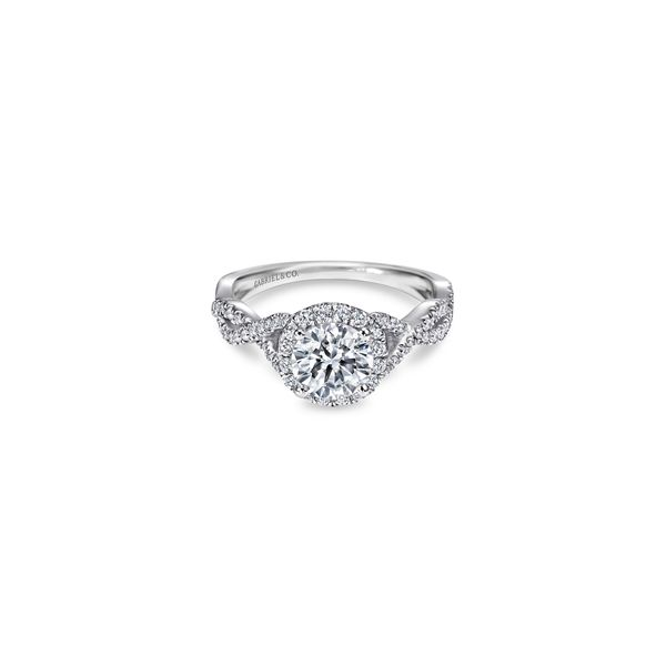 14K White Gold Diamond Engagement Ring with Round Center Chipper's Jewelry Bonney Lake, WA