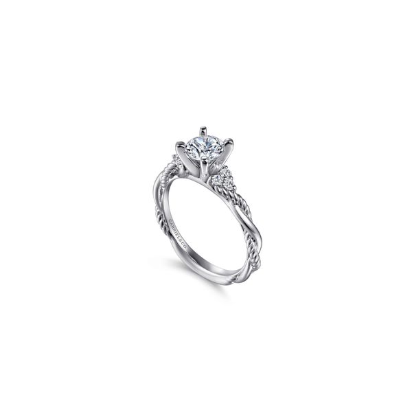 14K White Gold Diamond Engagement Ring with Round Cubic Zirconia Center Ring Size 6.5 Gabriel and Co. | Chipper's Jewelry Image 3 Chipper's Jewelry Bonney Lake, WA