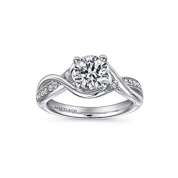 14K White Gold Twisted Diamond Channel Set Engagement Ring Chipper's Jewelry Bonney Lake, WA