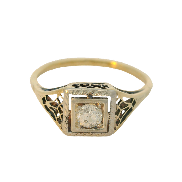 14K Yellow Gold Art Deco Diamond Engagement Ring Chipper's Jewelry Bonney Lake, WA