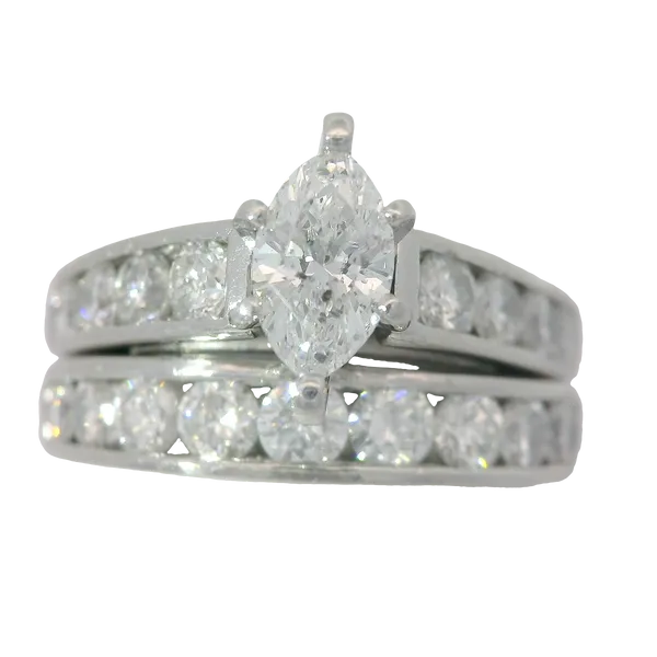 Platinum Diamond Marquise Wedding Set Sz. 6.5 Chipper's Jewelry Bonney Lake, WA