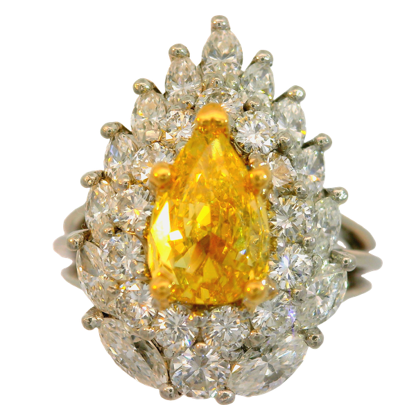 0.73ct Dia Treated Fancy Vivid Color, Plat Ring, Sz 5, Marq/Rd 1 ctw ea, 2.00ctw VS/GH Chipper's Jewelry Bonney Lake, WA